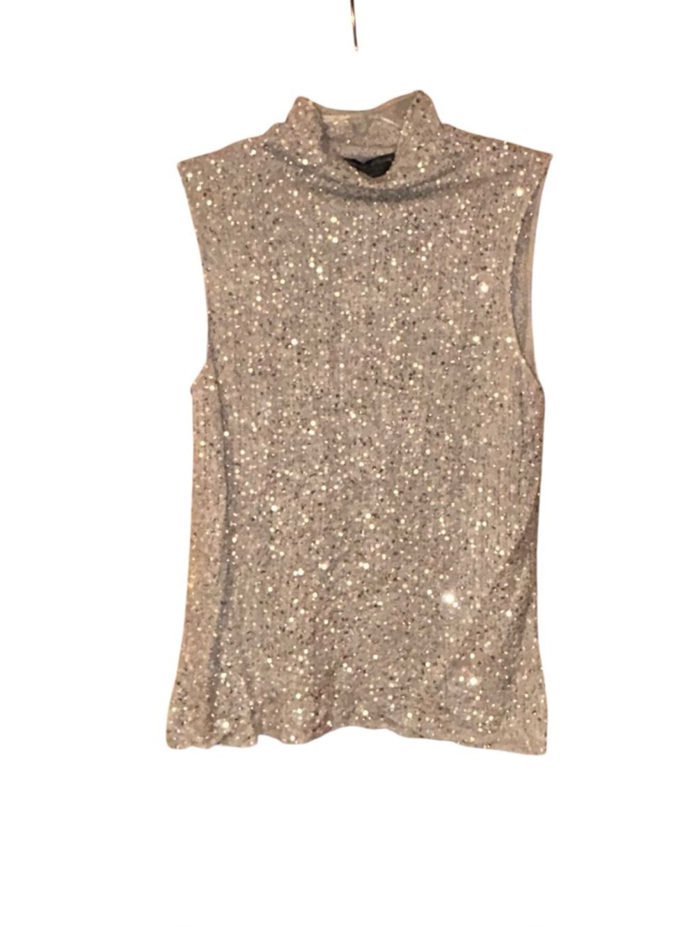 Adrienne Vittadini Platino Silk Sequin Party Top Vintage Sleeveless Medium